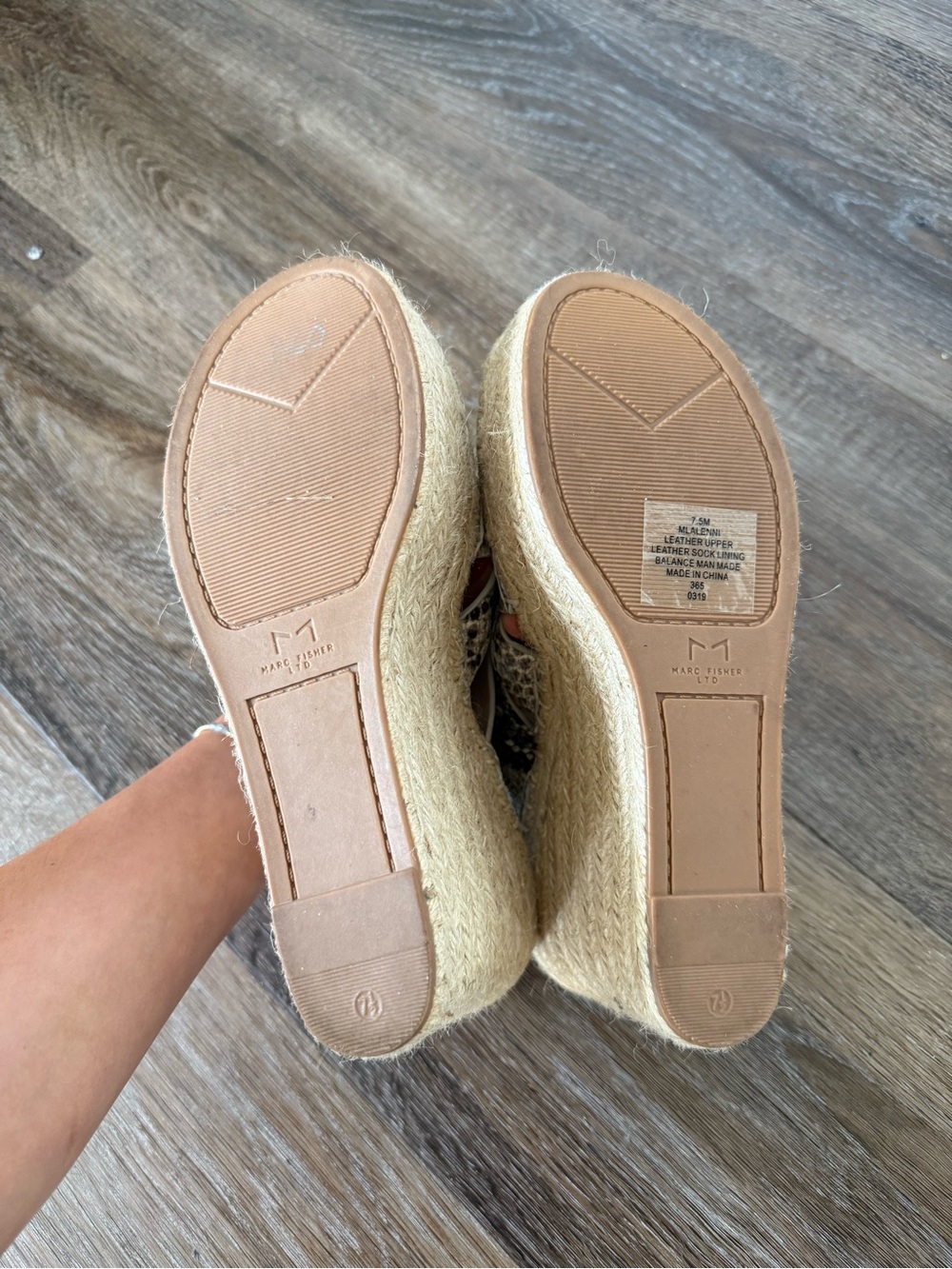 Marc Fisher - Snakeskin Espadrille Wedge Sandals - Size 7.5 - Picture 4 of 5